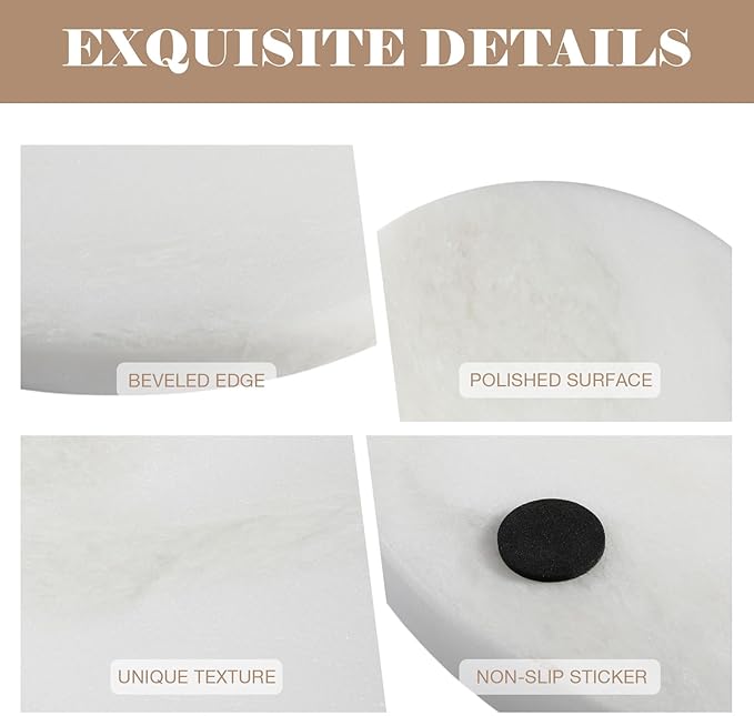 BCS Natural Round Marble Charcuterie and Cutting Boards for Kitchen, 10" Marble Cheese Pastry Board Stone Slab for baking, Pastries, Bread, Chocolate, Candy (Namib Fantasy)