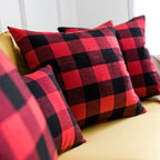 MIULEE Pack of 2 Christmas Classic Farmhouse Buffalo Check Plaids Polyester Linen Soft Soild Decorative Porch Throw Pillow Covers Home Decor Cushion Case for Sofa Bedroom 18x18 Inch, Black and Red