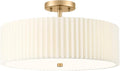 Gold Semi Flush Mount Ceiling Lights, 4-Light 18" Ceiling Light Fixture with White Pleated Fabric Shade, Drum Lamp for Nursery Hallway Bedroom Kitchen, AD-25036-4SF-GD