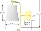 Swing Arm Wall Lamps Set of 2, Fabric Linen Shade, Hardwired Wall Mounted Light Fixture for Bedside, Living Room, Bathroom, Versatile Home Decor (Brushed Gold)