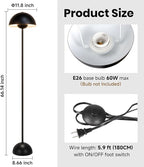 Black Floor Lamp for Living Room, 66'' Industrial Standing Lamp with Unique Metal Shade&Base Reflecting Light Tall Retro Lamp for Bedroom, Black