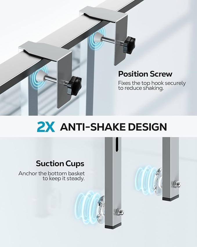 Nieifi Over the Door Shower Caddy, Adjustable 3 Tier Hanging Shower Organizer with Soap Holder Bathroom Shelves with Hooks, Gray