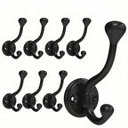 8 Pack Wall Hooks for Hanging, Heavy Duty Coat Hook Wall Mount, Easy to Install Metal Closet Hooks, Apply to Bathrooms, Bedrooms, Living Rooms, Entrances (Black)