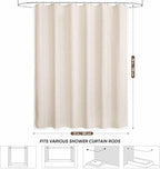 WELTRXE Boho Long Shower Curtain, Modern Farmhouse Shower Curtain Set with Tassels, Rustic Bathroom Decor, Heavy Duty Fabric Water Repellent with Hook, Beige/Cream, 72x78 Inches