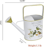 Metal Watering Can with Handle Rustic Farmhouse Watering Can Flower Pot Decorative Planter for Indoor Outdoor Garden Balcony Courtyard (White)
