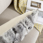 Rabbit Hide Fur Pillow Case Cushion Cover Fur Throw Decorative Animal Skin Pillowcase Home Living Room (Grey, 30×50cm（12in×20in）)