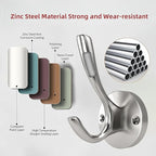 ZUONAI Towel Hooks for Bathrooms Wall Mounted 2 Pack Brushed Nickel Coat Hooks Heavy Duty Towel Wall Hooks for Coats Robes Hats Bath Entryway Cubicle Kitchen