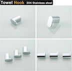 RANDOM Polished Chrome Towel Hooks SUS 304 Stainless Steel Wall Hook Heavy Duty Wall Mounted Robe Coat Clothes Hat Key Hooks Holder for Bathroom Livingroom Hotel Kitchen Garage, 2 Pack .96026-8C