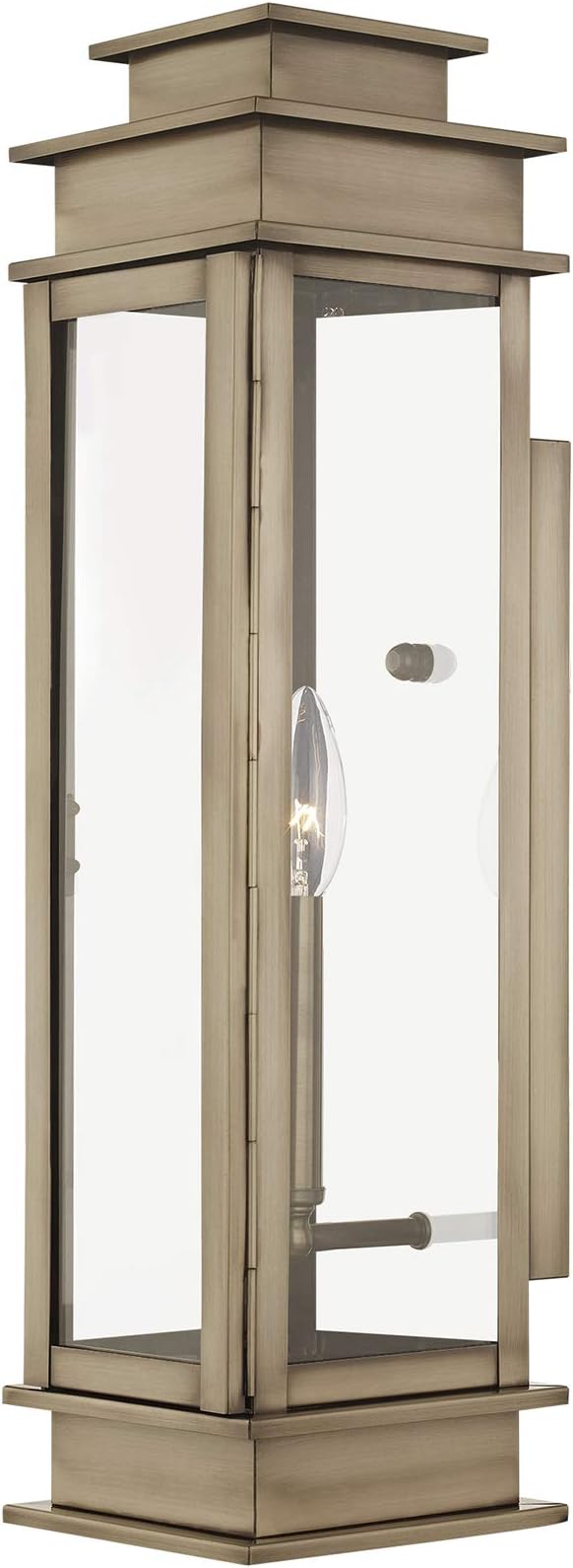 Livex Lighting 20207-29 Transitional One Light Outdoor Wall Lantern from Princeton Collection in Pwt, Nckl, B/S, Slvr. Finish, Vintage Pewter