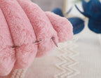 PANOD Faux Fur Decorative Lumbar Throw Pillow Covers 14 x 24,Long Boho Lumbar Pillow Covers Pillow Case Cushion Case for Bed Sofa Farmhouse Livingroom,Pink