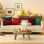 MIULEE Christmas Decorative Throw Pillow Covers for Couch Bed Livingroom 20x20 Inch Set of 2 Red Boho Accent Throw Pllows Broadside Striped Patchwork Soft Corduroy Pillowcases