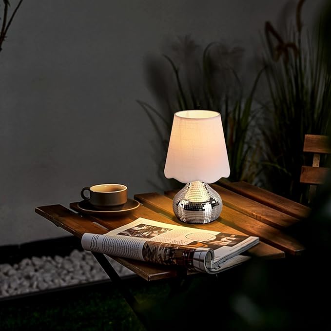 Rechargeable Cordless Small Funky Table Lamp, Battery Operated Remote Control Disco Mini Table Lamps for Bedroom Nightstand, Funky Small Table Lamp for Small Spaces for Kitchen Counter, Bookshelf
