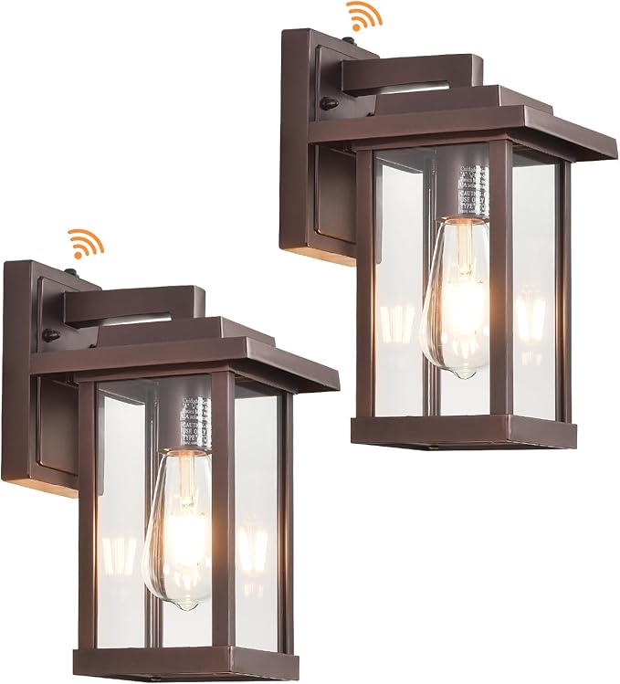 Exterior Light Fixtures 2 Pack, Modern Outdoor Wall Lanterns Farmhouse Outdoor Porch Light for House Patio Front Door Entryway, Bronze