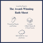 Brooklinen Super-Plush Turkish Cotton Bath Sheets Set - 2 Bath Sheets + 2 Hand Towels Cotton, 820 GSM, Highly Absorbent, Machine Washable, Perfect for Home & Bathroom (Smoke Grey)