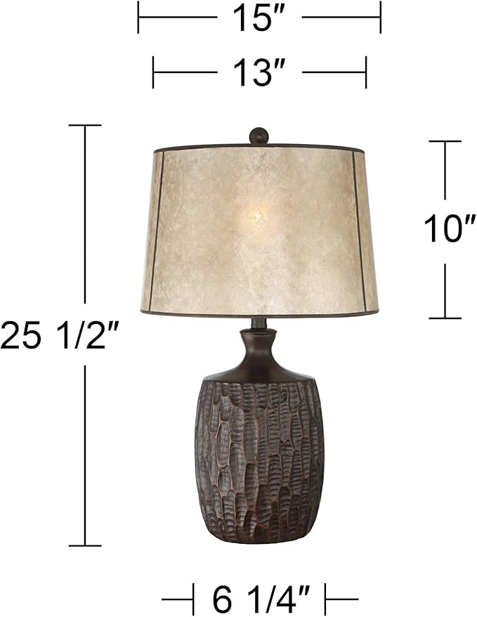 Franklin Iron Works Kelly 25 1/2" High Farmhouse Rustic Country Cottage Table Lamp Brown Finish Single Mica Shade Living Room Bedroom Bedside Nightstand House Office Home Reading (Colors May Vary)