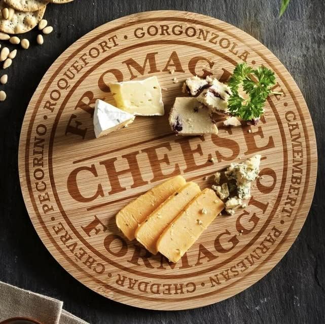 Fromage Engraved Bamboo Cheese Cutting Board Charcuterie Formaggio Serving Tray - House Warming, Anniversary, Wedding Gifts for Couples - Bridal Shower Gift