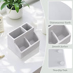 Luxspire Toothbrush Holder, Fast Drying Toothbrush Holders for Bathroom, Diatomaceous Earth Electric Tooth Brush Organizer Toothpaste Holder for Countertop Dresser, Light Gray