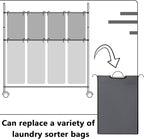 Bonuci 3 Pcs Laundry Sorter Replacement Bags Hamper Cart Removable Replacement Laundry Storage Organizer Bag Hamper Liner, No Hooks 14.76 x 8.66 x 21.65 Inch (Dark Gray)