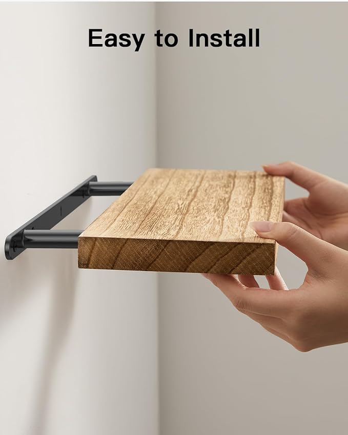 AMADA HOMEFURNISHING Floating Shelves, Paulownia Wood Wall Shelves for Bathroom/Living Room/Bedroom/Kitchen/Home Office, Wood Floating Shelf for Home Storage & Organization Set of 4 15.7" L x 5.9" W