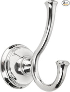 TUNNY Towel Hook Bathroom-2 Pack Polished Nickel(PVD-Nickel) Double Robe/Towel Hook Wall Mounted Hook for Bathroom Bedroom Kitchen