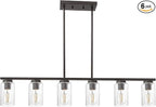 TODOLUZ 6-Lights Farmhouse Chandelier Island Lighting with Seeded Glass Shade, Modern Hanging Ceiling Light Fixtures for Kitchen Bar in Oil Rubbed Bronze
