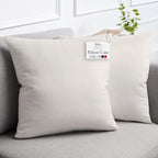 lalaLOOM Velvet Throw Pillow Covers, Set of 2, 24x24 Decorative Square Pillows Home Decor, Soft Accent Cases, Silky Machine Washable Pillowcases for Sofa, Couch, Bedroom, Living Room, Cream