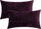 Jeneoo Plum Purple Decorative Throw Pillow Covers Soft Chenille Comfy Lumbar Couch Cushion Cases for Living Room Sofa Decor (Set of 2, 12 x 20 Inches)