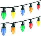 Couah C7 Christmas LED String Lights - 26Ft LED Vintage Multicolor Lights with 50 LED Colorful Bulbs, Outdoor String Lights for Christmas Party Backyard Wedding- Green Wire