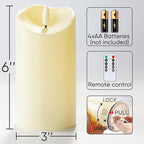 Homemory 6”x3” Outdoor Waterproof Flameless Candles, LED Candles, Battery Operated Candles with Remote and Timers, Electric Fake Plastic Pillar Candles,Dark Ivory, Set of 2