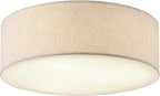 18'' Flush Mount Ceiling Light Modern Farmhouse Drum Ceiling Light Fixture with Linen Fabric Shade 3-Light Drum Ceiling Lighting Round Semi Flush Lighting for Bedroom Hallway Living Room Kitchen