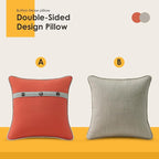 Outdoor Sunbrella Decorative Pillows with Triple Coconut Buttons Pack of 4, 18" x 18" Outdoor Pillow Set for Couch Bed Throw Patio Sofa, Canvas Melon/Cast Ash