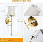 Auzev Battery Operated Wall Sconces Set of 2, Cordless Wall Lights for Living Room, Rechargeable Sconce Wall Decor Bedroom Wall Lamps with Remote Dimmable Sconce Lights No Wiring, Linen Shade