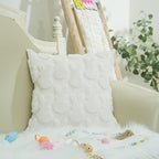 GEEORY Easter Bunny Soft Plush Pillow Covers, 20 x 20 Inch Set of 2, Fluffy Faux Fur Wool Decorative Farmhouse Cushion Case for Sofa Home Decoration Cream GC013-20