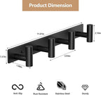 Wall Mounted Coat Rack-4 Hooks, Heavy Duty Stainless Steel Wall Hooks for Towel Coat Bag, Hat Rack Coat Hanger Coat Hooks Towel Racks for Bathroom Entryway Kitchen Hotel Office (Black, 1 Pack)