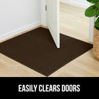GORILLA GRIP Dirt Grabber Mesh Doormat, Low-Profile, Stain and Fade Resistant Heavy Duty Quick Dry Striped Doormats, Mats for Indoor or Outdoor Entry, Shoe Scraper, Garage Entrance Mat 47x35, Brown