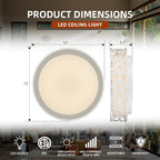 Flush Mount Ceiling Light Fixture, 12 inch 15W 1100 Lumens LED Ceiling Lights, Dimmable 3000K Warm White Light Fixtures Ceiling Mount for Bedroom, Kitchen, Hallway, Stairways