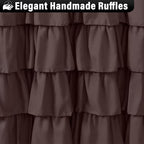 Seasonwood Brown Shower Curtains for Bathroom Dark Brown Ruffle Shower Curtain with Natural Buttons Farmhouse Style Microfiber Fabric Shower Curtains (Brown)