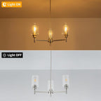 Brushed Nickel Chandeliers for Dining Room Farmhouse Chandelier Fixture with Clear Glass Shades 3 Light Kitchen Island Lighting Pendant Light Fixture for Dining Room Living Room Bedroom