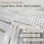 GRUHUM Throw Pillow Covers 18x18-Set of 2 Boho Decorative Handwoven Fancy Tufted Cushion Case for Living Room Bedroom Sofa Couch Farmhouse Car Home Decor Cotton Comfy Square Modern 18x18 inch, White