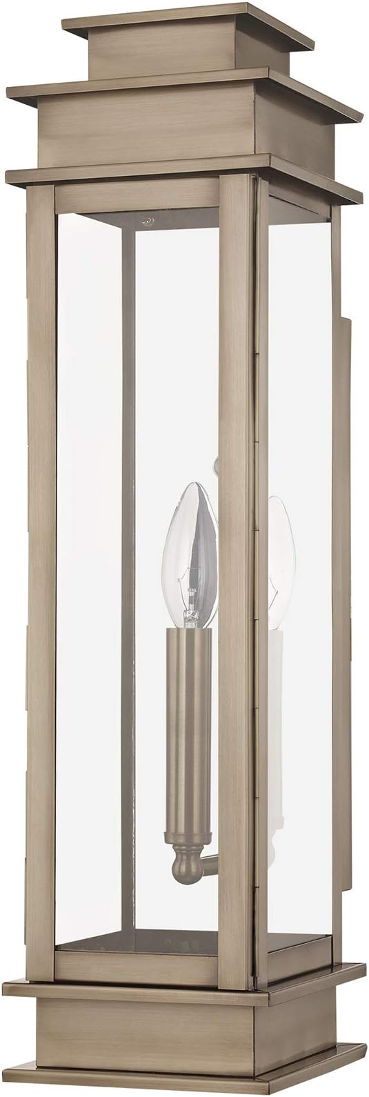 Livex Lighting 20207-29 Transitional One Light Outdoor Wall Lantern from Princeton Collection in Pwt, Nckl, B/S, Slvr. Finish, Vintage Pewter
