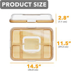 SpaceAid Charcuterie Board with Clear Lid, Portable Travel Cheese Cutting Boards for Picnic Accessories, Bamboo Serving Tray with Lids, House Warming Gifts, White Handles, 5 Compartments