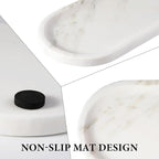 Koville Natural Marble Tray for Bathroom Countertop, Marble Storage Trays for Perfume, Cosmetics, Jewelry, Vanity Tray Stone Trays for Kitchen, Decorative Tray for Dresser Organizer(Calacatta White)