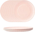 TP 6-Piece Melamine Plates Set, 10.5-Inch Reusable Dinner Plates for Picnic, Party, BBQ & Camping, Dishwasher Safe Lightweight Tableware, Light Pink