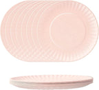 TP 6-Piece Melamine Plates Set, 10.5-Inch Reusable Dinner Plates for Picnic, Party, BBQ & Camping, Dishwasher Safe Lightweight Tableware, Light Pink