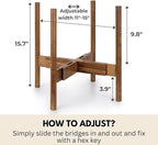 Fox & Fern Large Adjustable Plant Stand Indoor — 11 to 15 Inch Premium Mid Century Bamboo Plant Stand; Plug In Design; Easy to Assemble; Two Heights - For 11, 12, 13, 14 & 15 Inch Pots (Not Included)