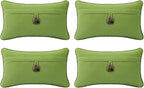Outdoor Sunbrella Decorative Pillows with Coconut Button Pack of 4, 20" x 12" Outdoor Pillow Set for Couch Bed Throw Patio Sofa, Canvas Ginkgo