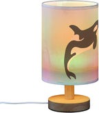 Table Lamp Killer Whale in Swimming Pool Orca Swim in Water on Pastel Color Nightstand Lamp with Wood Base Fabric Lamp Shade Bedside Desk Lamp for Living Room Bedroom Kids Room Office