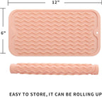 Silicone Dish Drying Mat for Multiple Usage,Easy clean,Eco-friendly,Heat-resistant Silicone Mat for Kitchen Counter or Sink,Refrigerator or Drawer Liner Pink S 12 inches x 6 inches