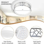 Flush Mount Ceilling Light Fixture with Remote Control, 12 Inch 3000K-6500K LED Ceiling Lights,24W Brushed Nickel Ceiling Light Flush Mount for Bedroom,Hallway,Kitchen,Entrance,Laundry