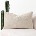 MIULEE Textured Boucle Throw Pillow Cover Beige Accent Solid Lumbar Pillow Case Decorative Soft Pack of 1 Couch Cushion Chair Sofa Bedroom Livingroom Home Decor,24x12 Inch